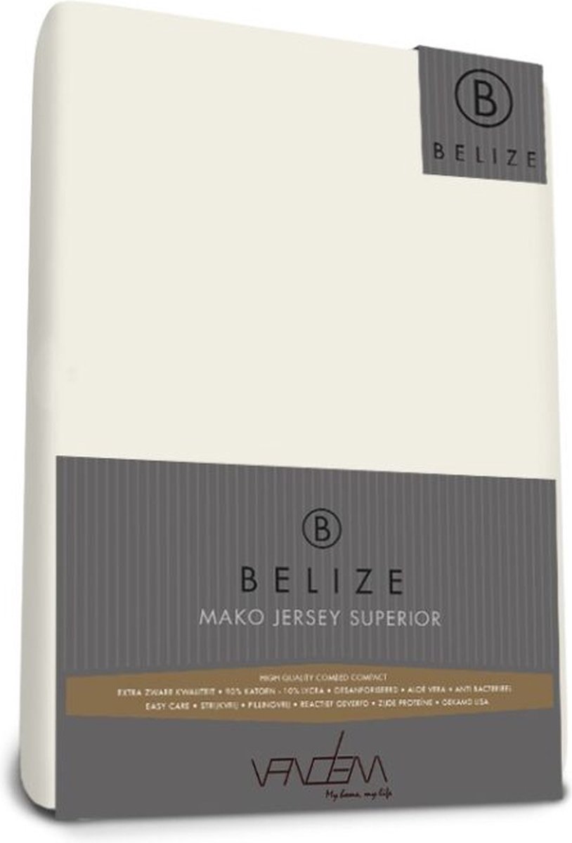 Van Dem - Belize  - Mako Jersey hoeslaken 120 x 210 cm creme
