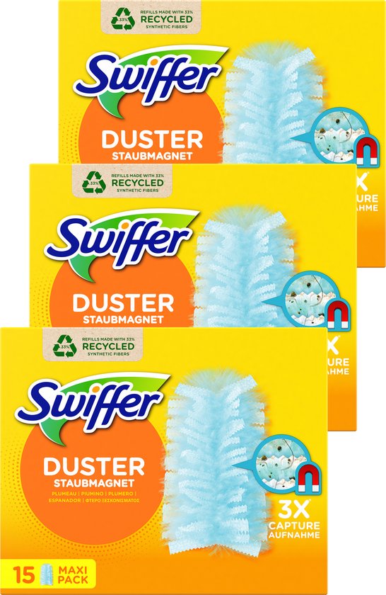 Swiffer Duster Trap & Lock wisser - Voordeelverpakking 3 x 15 Navullingen