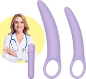 Isabelle Set of 2 Vibrating Silicone Dilators - Purple Vagina Trainer - Vaginal Set - Bij Vaginisme - Vaginale Dilator - Siliconen - Dilator Set voor Vrouwen
