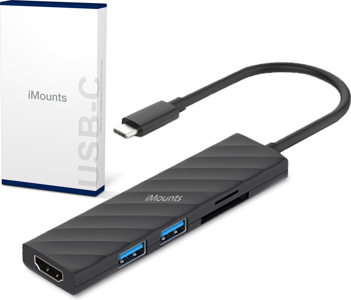 iMounts usb-c hub naar HDMI met USB3.0 - SD reader - MacBook en Windows