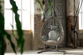 Bol.com Egg Hangstoel Gumbet - Grijs - Extra dik frame 4 mm met vloerbeschermers - Inclusief kussens - Wicker - Voor binnen en b... aanbieding