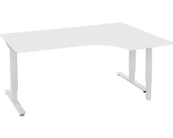 Offeco Bureau York hoek - Bureau - Bureautafel - Gaming bureau - Game bureau - Computertafel - Desk - Bureau aluminium - Verstelbaar bureau - Gaming Desk - Bureau tafel - Bureau verstelbaar  Wit  180x120cm  Hoek bureau-- blad- onderstel- x120