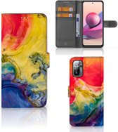 GSM Hoesje Xiaomi Redmi Note 10/10T 5G | Poco M3 Pro Wallet Book Case Watercolor Dark