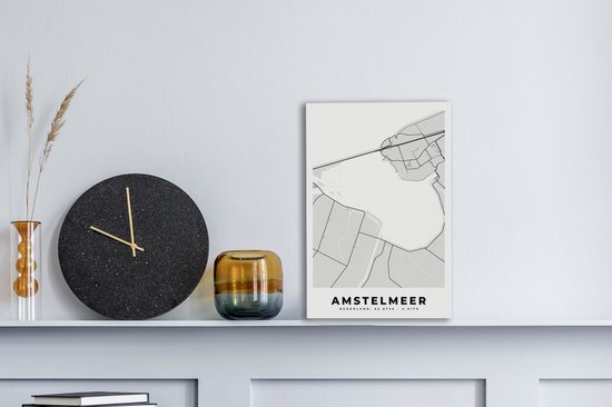 Canvas Schilderij Stadskaart - Amstelmeer - Plattegrond - Nederland - Kaart - 20x30 cm - Wanddecoratie