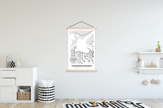 Porte-affiche avec affiche - Affiche scolaire - Nederland - Terhornstermeer - Carte - Carte - Plan de la ville - 120x180 cm - lattes vierges