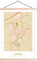 Posterhanger incl. Poster 60x90 cm - Schoolplaat - Leek - Vintage - Plattegrond - Kaart - Stadskaart - Textielposter - Blanke latten - Plattegrond