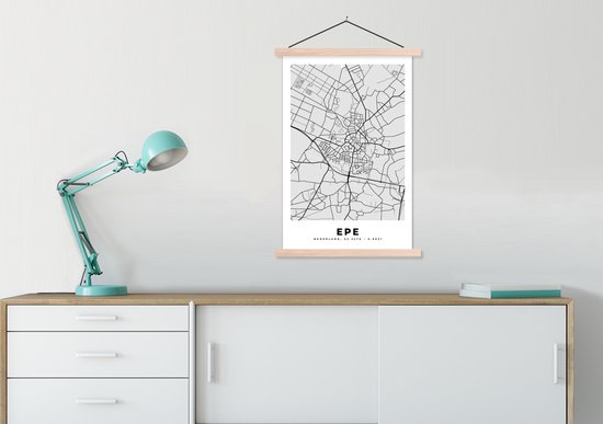 Porte-affiche avec affiche - Affiche scolaire - Epe - Carte - Carte - Plan de la ville - 60x90 cm - lattes vierges