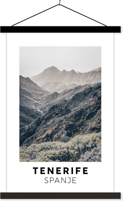 Porte-affiche avec affiche - Affiche scolaire - Tenerife - Espagne - Montagnes - 40x60 cm - Lattes noires