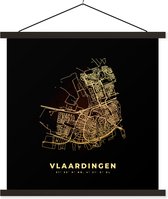 Posterhanger incl. Poster 40x40 cm - Schoolplaat - Stadskaart - Vlaardingen - Kaart - Plattegrond - Textielposter - Zwarte latten - Plattegrond