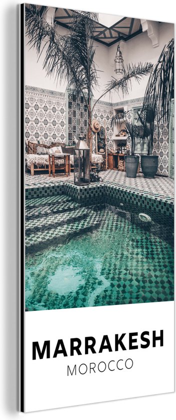Wanddecoratie Metaal - Aluminium Schilderij Industrieel - Marokko - Marrakesh - Decoratie - 40x80 cm - Dibond - Foto op aluminium - Industriële muurdecoratie - Voor de woonkamer/slaapkamer