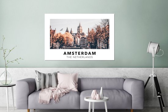 Décoration murale Métal - Aluminium Peinture Industrielle - Amsterdam - Nederland - Pont - 120x80 cm - Dibond - Photo sur aluminium - Décoration murale industrielle - Pour le salon / chambre