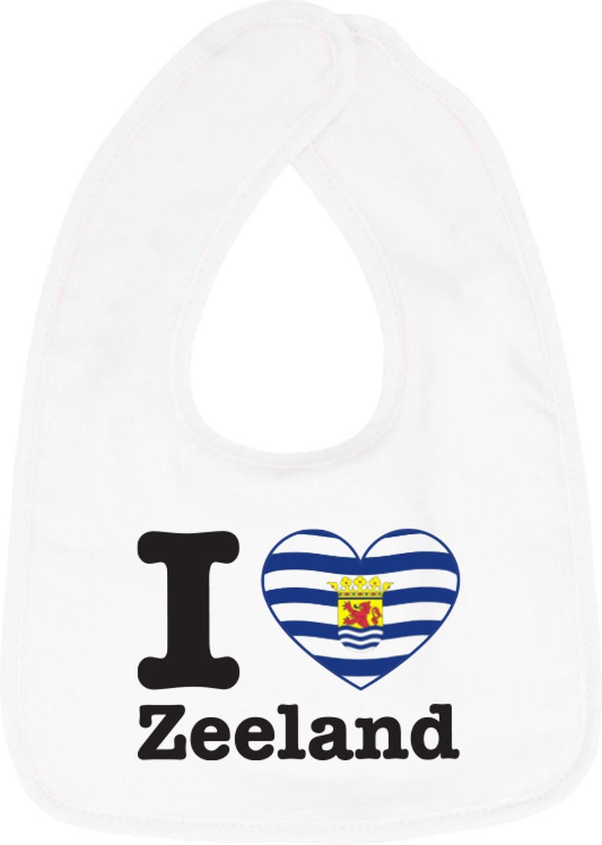 Goedkoopste Hospitrix Baby Slabbetje met Tekst I Love Zeeland | 0-3 maanden | Wit | Cadeau voor Zwangerschap | Provincies Nederland | Zeeland