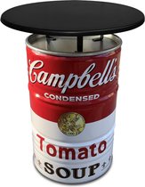 Barrelkings Andy Warhol Campbell soup design 200 liter olievat Statafel| Bartafel| Hangtafel| Retro| Industrieel design inclusief zwart tafelblad| 80x105 cm