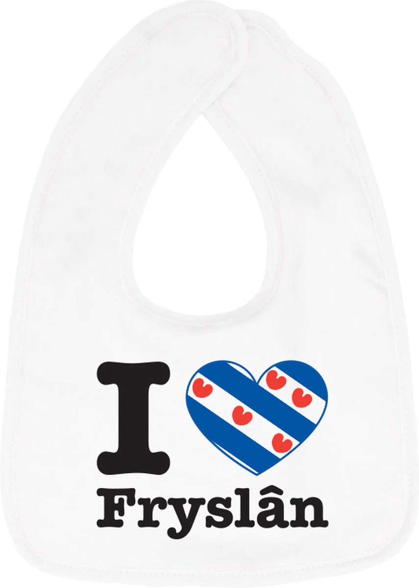 Goedkoopste Hospitrix Baby Slabbetje met Tekst I Love Fryslân | 0-3 maanden | Wit | Cadeau voor Zwangerschap | Provincies Nederland | Fryslân