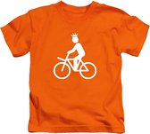 Koning op de fiets Koningsdag - T-Shirt Kinderen - Oranje - Maat 146_152
