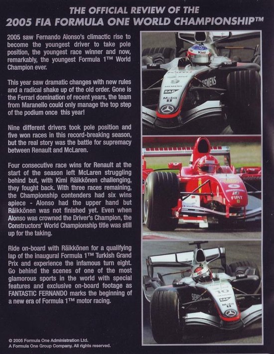 Formule 1 2005: Officiële review met Fernando Alonso en raceauto's.