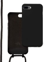 xoxo Wildhearts silicone case met koord - Telefoonhoesje met koord - Backcover hoesje met telefoonkoord - Forever Black Cord Case - geschikt voor Apple iPhone 7 Plus / 8 Plus - zwart
