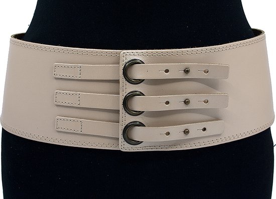 Beangstigend Lastig Kers Thimbly Belts Brede heupriem beige met 3 sluitingen - heren en dames riem -  10 cm... | bol.com