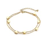 Bracelet avec coeurs couleur or - Avec boite cadeau - 15cm à 21cm