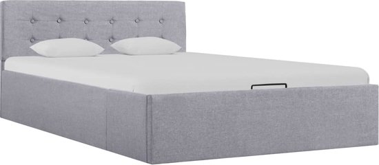 Medina Cadre de lit avec rangement hydraulique tissu gris clair 120x200 cm