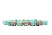 Beaddhism - Armband - Turquoise - Triple Kashmir Caps - Zilver - 8 mm - 18 cm