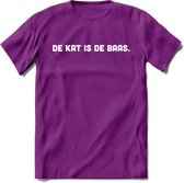 Kattenbaas - Katten T-Shirt Kleding Cadeau | Dames - Heren - Unisex | Kat / Dieren shirt | Grappig Verjaardag kado | Tshirt Met Print | - Paars - L