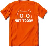 Not Today - Katten T-Shirt Kleding Cadeau | Dames - Heren - Unisex | Kat / Dieren shirt | Grappig Verjaardag kado | Tshirt Met Print | - Oranje - XL