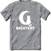 Nachtkat- Katten T-Shirt Kleding Cadeau | Dames - Heren - Unisex | Kat / Dieren shirt | Grappig Verjaardag kado | Tshirt Met Print | - Donker Grijs - Gemaleerd - XXL