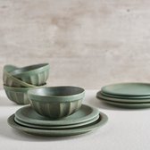 Portugees servies - saladebord cozy groen - servies - keramiek - set van 6 - 22 cm rond