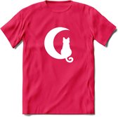 Nacht Wacht - Katten T-Shirt Kleding Cadeau | Dames - Heren - Unisex | Kat / Dieren shirt | Grappig Verjaardag kado | Tshirt Met Print | - Roze - L