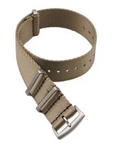 Horlogeband Nylon band - Nato strap - Kaki met Zilveren gesp - 20mm