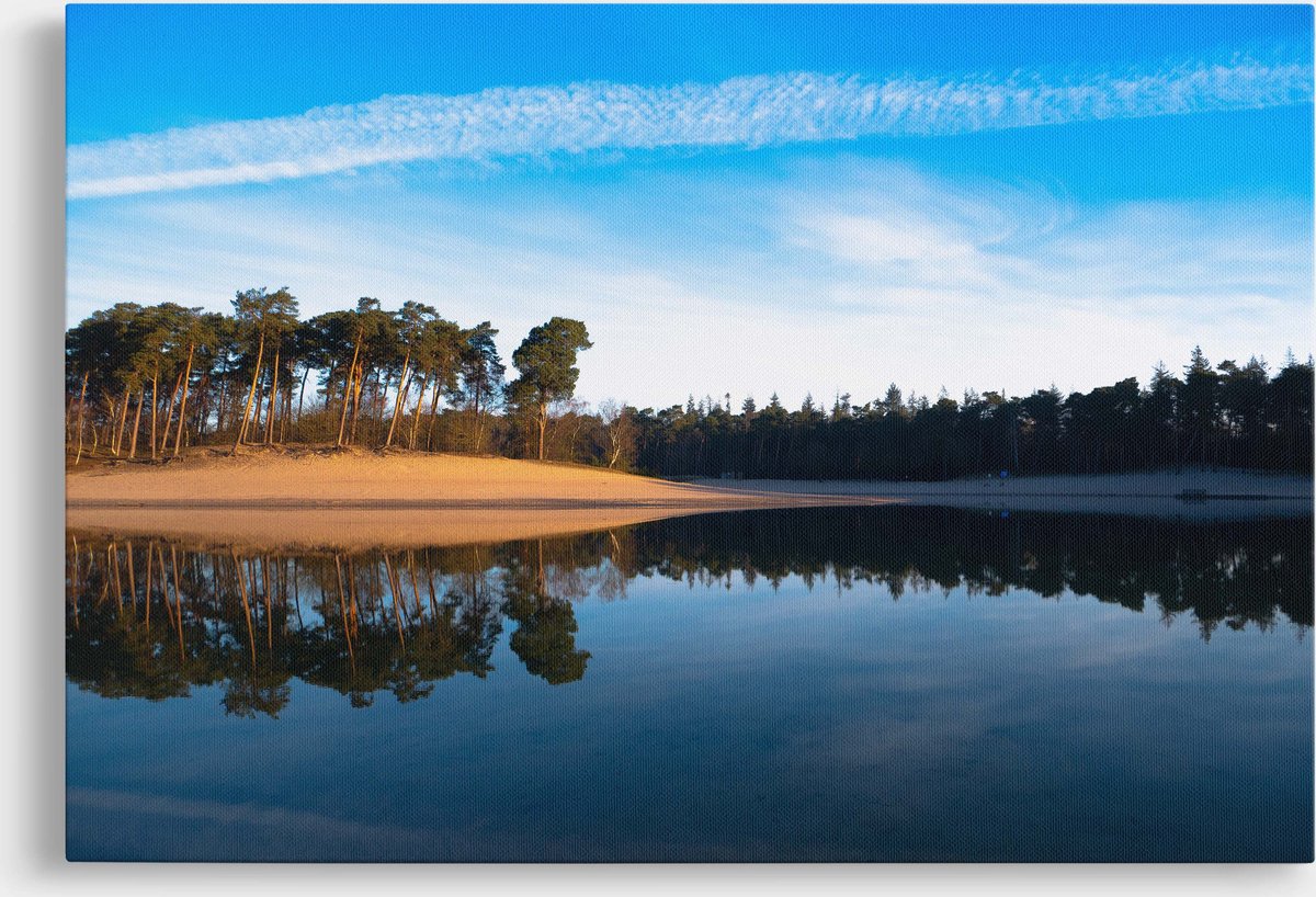 Schilderij Henschotermeer op 300 g/m2 100% canvas gedrukt | 150 x 100 cm | 18 mm houten canvas frame | 4/0 full colour gedrukt | Zeer hoge kwaliteit canvas schilderij | Met ophangsysteem
