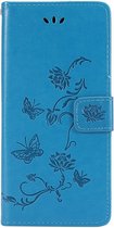 Shop4 - Samsung Galaxy A53 Hoesje - Wallet Case met Pasjeshouder Vlinder Patroon Blauw