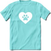 Cat Love Paw - Katten T-Shirt Kleding Cadeau | Dames - Heren - Unisex | Kat / Dieren shirt | Grappig Verjaardag kado | Tshirt Met Print | - Licht Blauw - XL