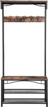 Porte-manteau et porte-manteau pour la Home , banc / porte-chaussures et banc avec étagères, arbre de hall avec crochets, cadre en métal avec finition mate, 80 x 32 x 178,5 cm (L x l x H) HSR45BX