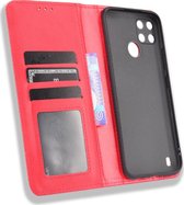 Realme C25Y Hoesje - Mobigear - Sensation Serie - Kunstlederen Bookcase - Rood - Hoesje Geschikt Voor Realme C25Y