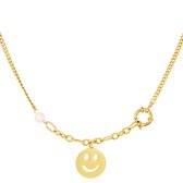 Ketting parel smiley - stainless steel - goud