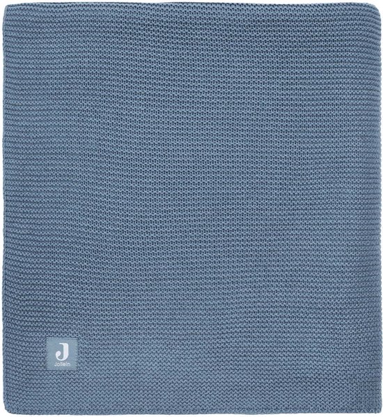 Product: Deken Wieg 75x100cm Basic Knit - Jeans Blue, van het merk Jollein