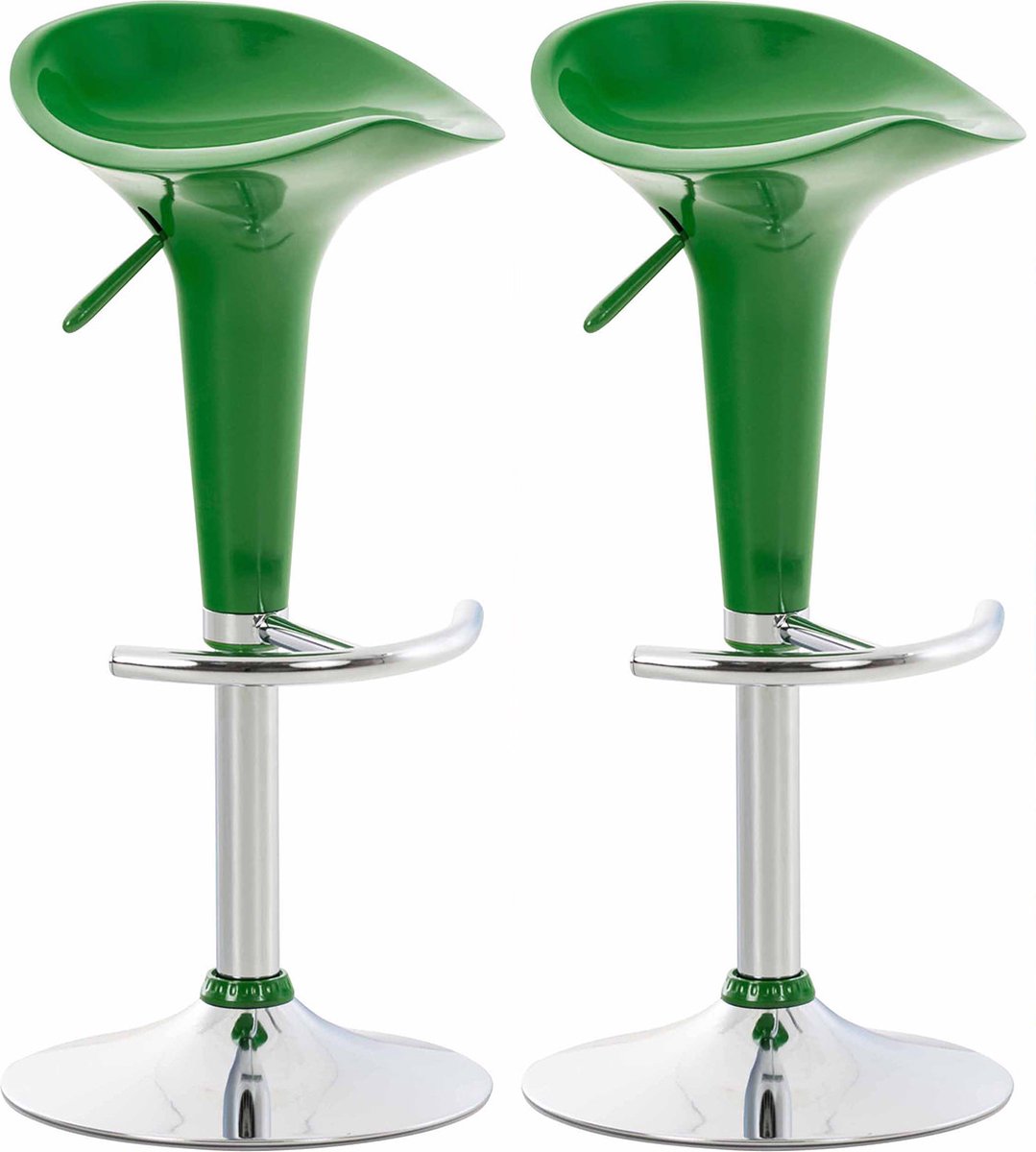 CLP Saddle Set van 2 barkrukken - Verstelbaar - Voetsteun - Kunststof - groen/chroom