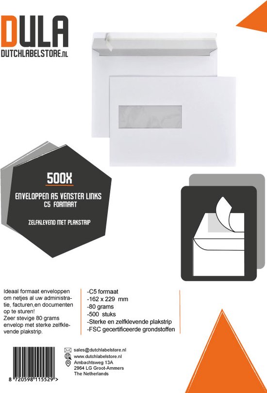 lot de 100 enveloppe courrier A5 avec fenêtre - C5 papier velin blanc 90g format 162 x 229 mm lot de 100 enveloppe courrier A5 avec fenêtre - C5 papier velin blanc 90g format 162 x 229 mm