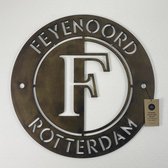 FootballDesign FEYENOORD. - 80 x 80 cm - Bronze Metallic | Wanddecoratie Voetbal Feyenoord