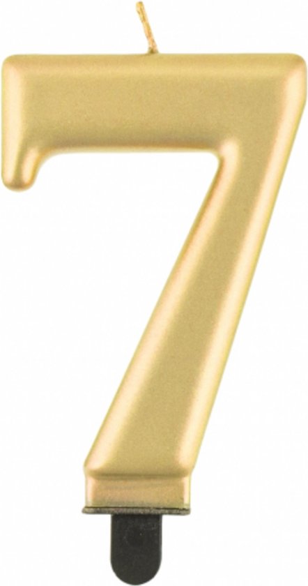 Verjaardagskaars cijfer 7, metallic goud, 8.0 cm / Bougie chiffre 7, or métallique, 8,0 cm