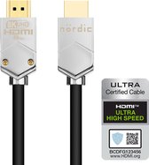 NÖRDIC HDMI-310 Gecertificeerde Ultra High Speed HDMI naar HDMI 2.1 kabel - 8K 60Hz - 48Gbps - 1m - Zwart