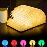 LED Boek Lamp - 5 Kleuren RGB - Creatief - Houten Draagbaar Nachtlampje - 5V - USB - Oplaadbaar - Magnetisch - Opvouwbare Bureaulamp - Woondecoratie