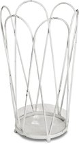 Paraplubak - Wit stalen parapluhouder - Klassieke paraplustandaard - Uitneembare lekbak - 28 x 28 x 49 cm