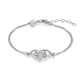 Twice As Nice Armband in zilver, hartje met levensboom, zirkonia 16 cm+3 cm