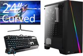 Allround Gaming PC Set - Ryzen 5 3600 - 16GB - 240GB SSD - 1.0TB harde schijf - Nvidia GTX 1650 4GB - Gaming Set - 24" Curved Gaming monitor - toetsenbord - muis