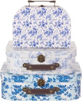 Kofferset (3st) Celeste Floral Blue White van Sass & Belle