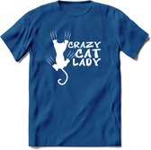 Crazy Cat Lady - Katten T-Shirt Kleding Cadeau | Dames - Heren - Unisex | Kat / Dieren shirt | Grappig Verjaardag kado | Tshirt Met Print | - Donker Blauw - M