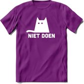 Niet Doen! - Katten T-Shirt Kleding Cadeau | Dames - Heren - Unisex | Kat / Dieren shirt | Grappig Verjaardag kado | Tshirt Met Print | - Paars - XXL